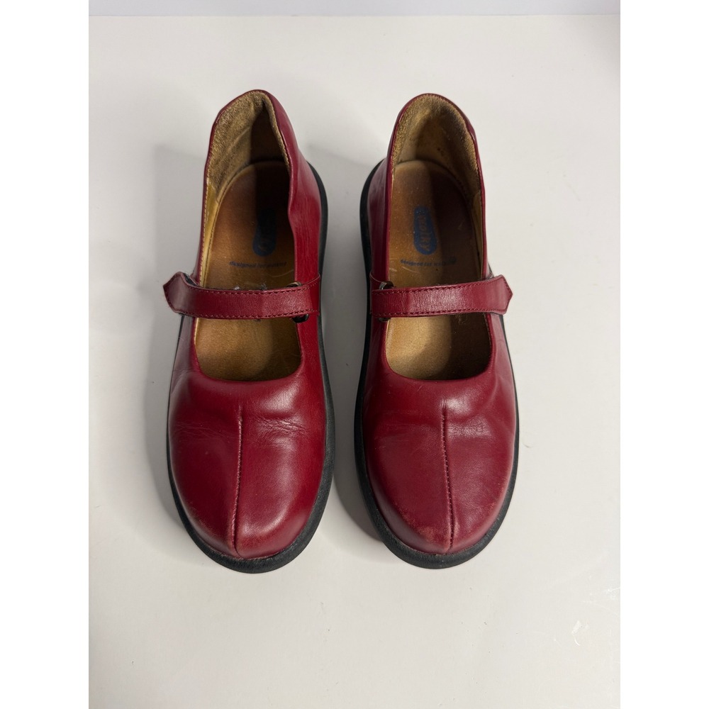 Wolky Red Leather Mary Jane Wedge Shoes Comfort Strap Womens Size 38 EU 7-7.5 US